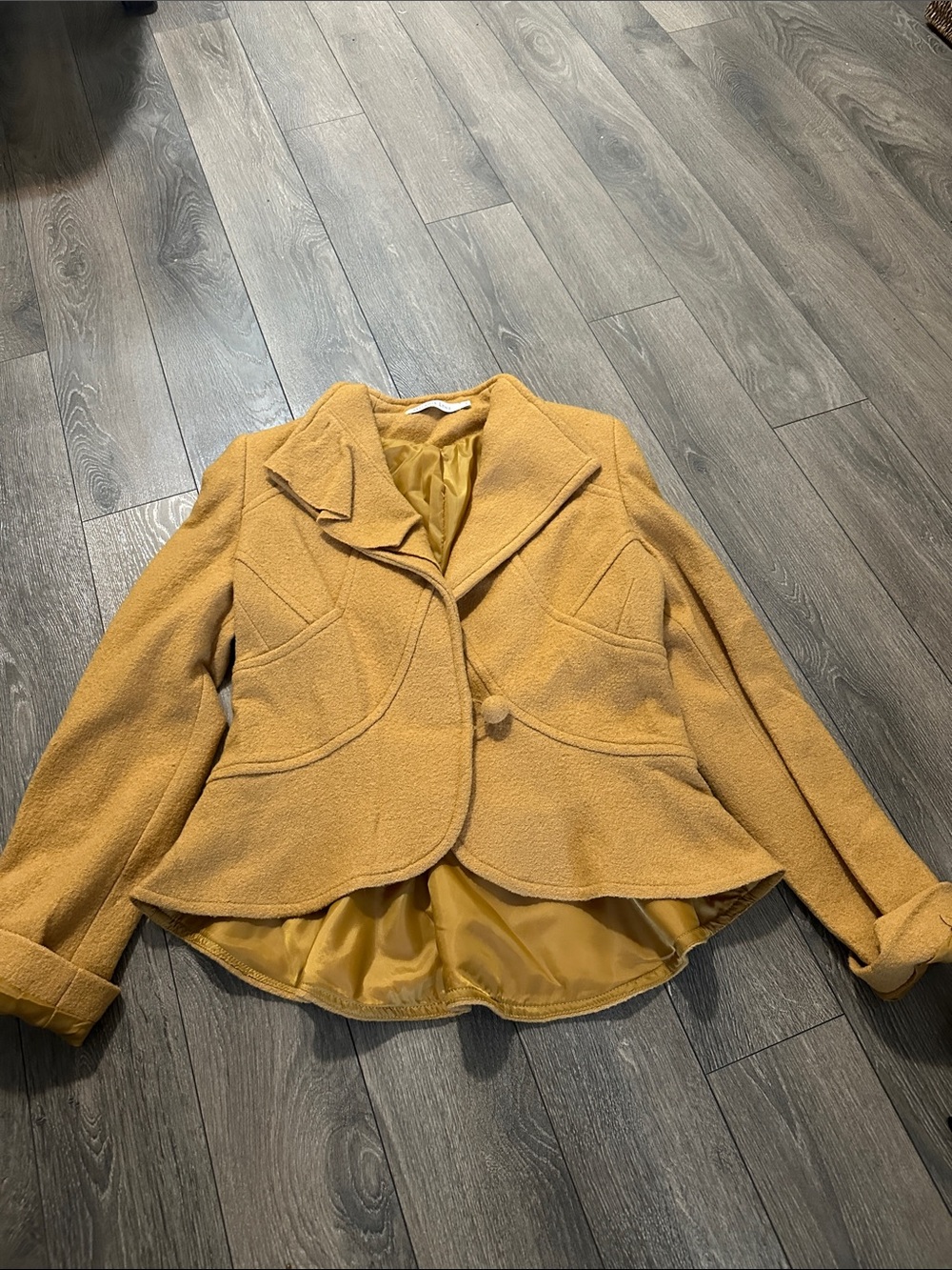Tailored Mustard Yellow Peplum Blazer Jacket